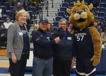 Cherie Swarthout on the court at Queens University of Charlotte in North Carolina