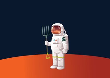 Illustrated Spartan astronaut on Mars