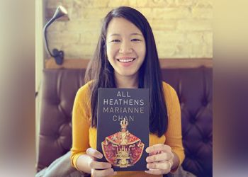 Marianne Chan holds All Heathens before a book signing in San Antonio