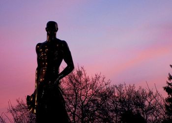 Spartan statue at dusk