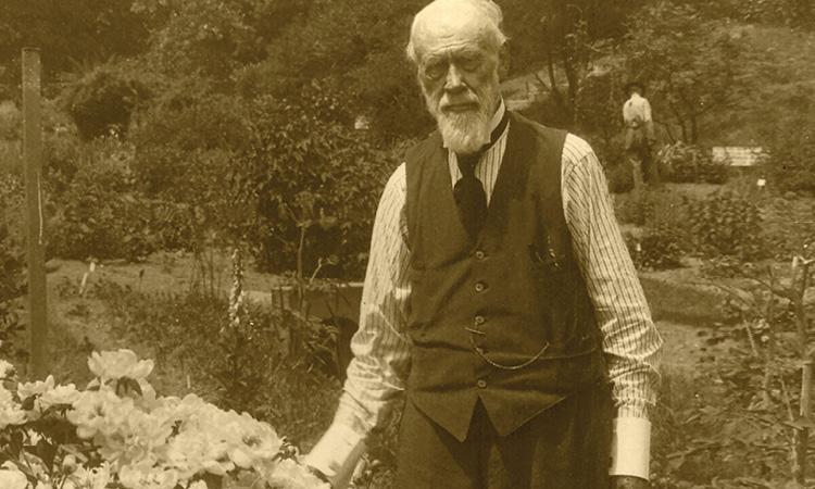 William J. Beal at his garden in East Lansing. 