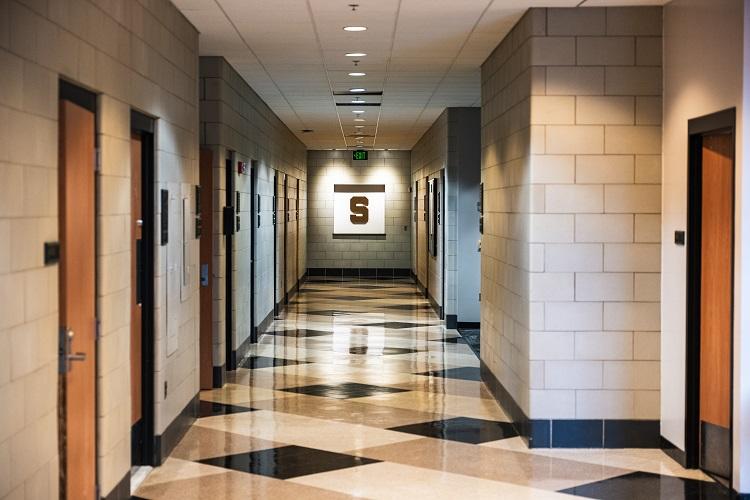 The main floor hallway of the Clara Bell Smith Center.